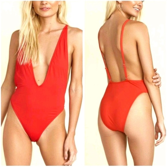 ❤️❤️LIKE NEW-DIPPIN DAISY LOW V FRONT CHEEKY ONE PIECE BATHING SUIT SZ M❤️❤️ - Picture 1 of 8